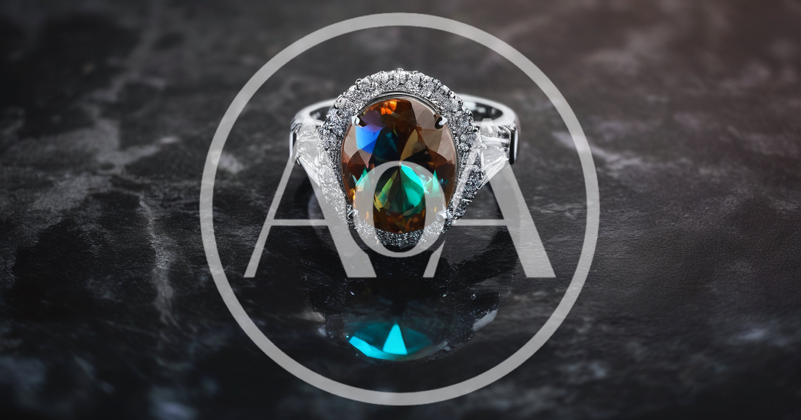 Oval Cut Alexandrite Ring on Dark Marble Surface