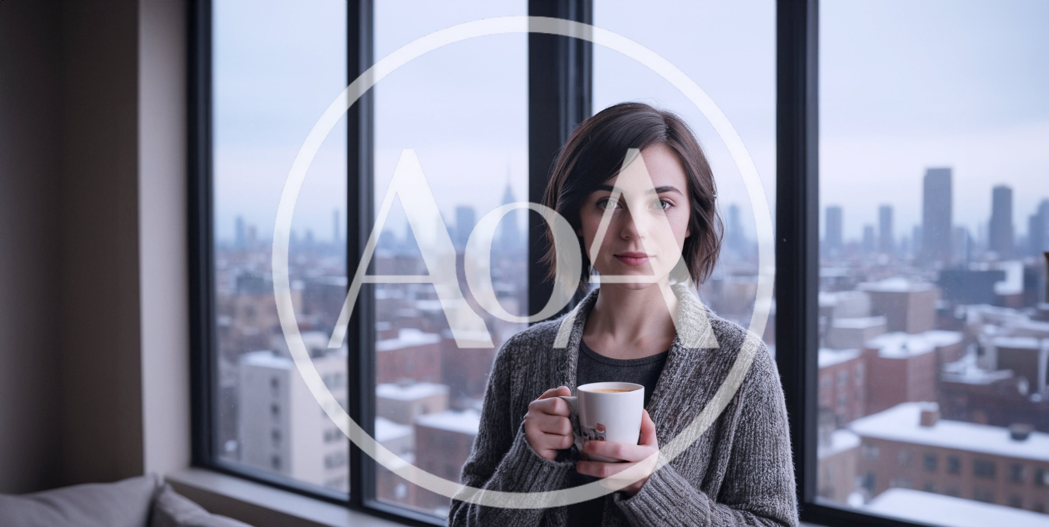 Young Woman Holding A Coffee Mug By A Window