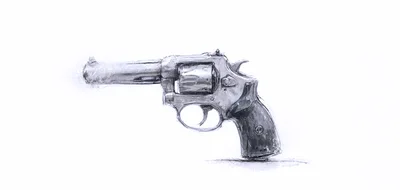 Sketch Of A Silver Revolver Handgun