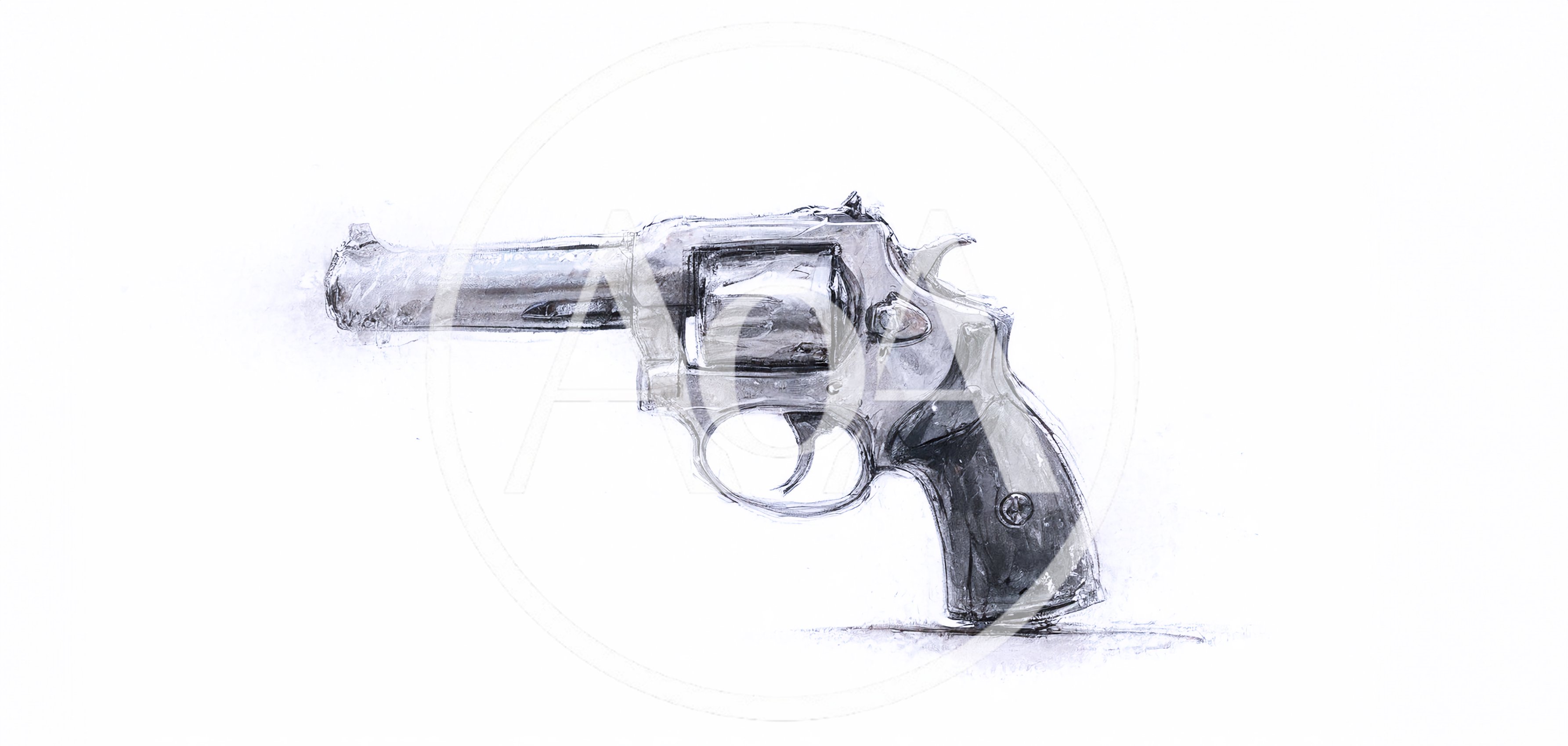 Sketch Of A Silver Revolver Handgun