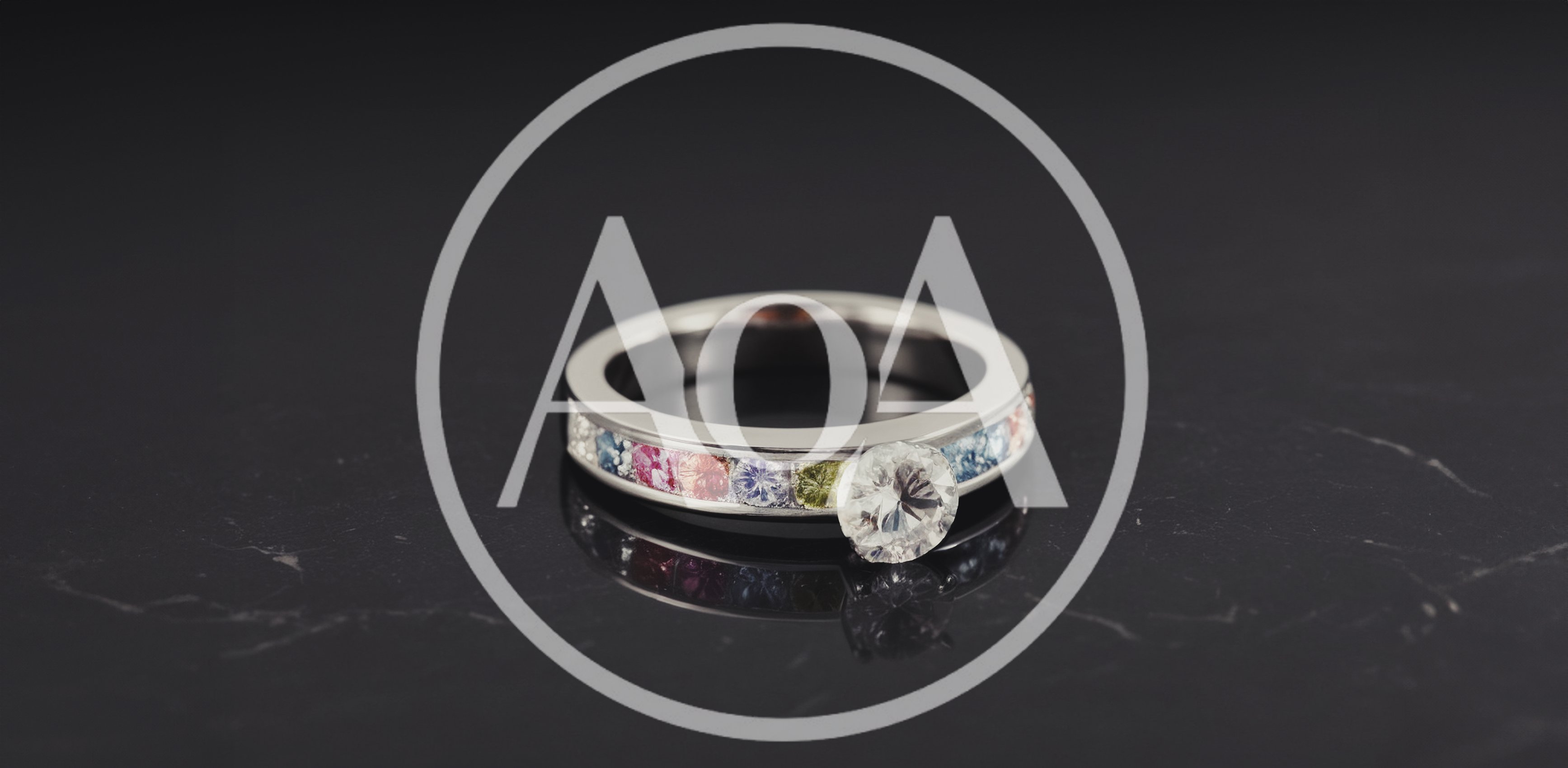 Diamond Engagement Ring With Multi Colored Gemstones
