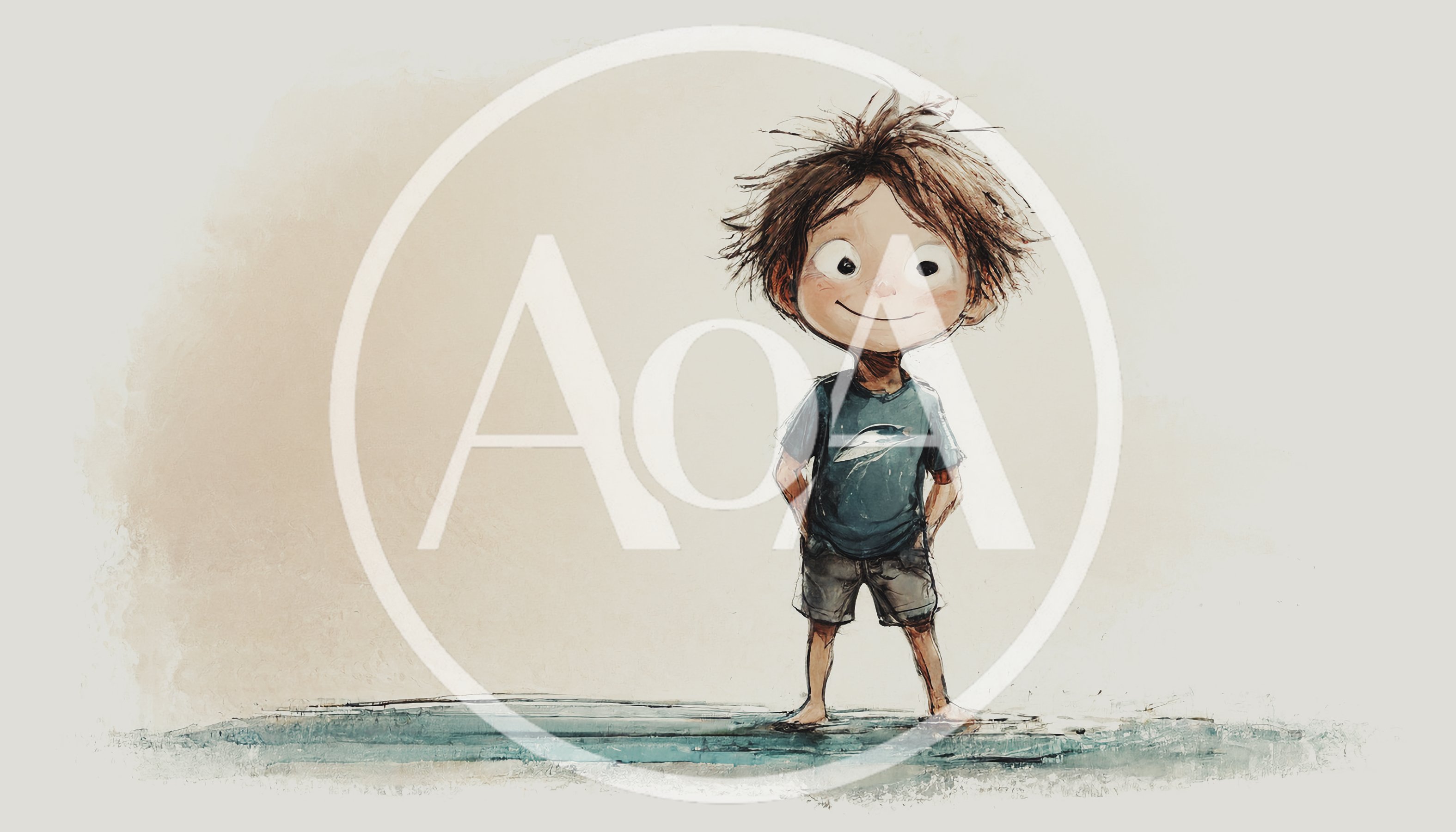 Whimsical Illustration Of A Young Boy Standing