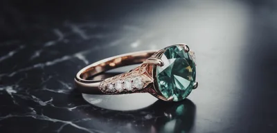 Rose Gold Engagement Ring With Green Gemstone