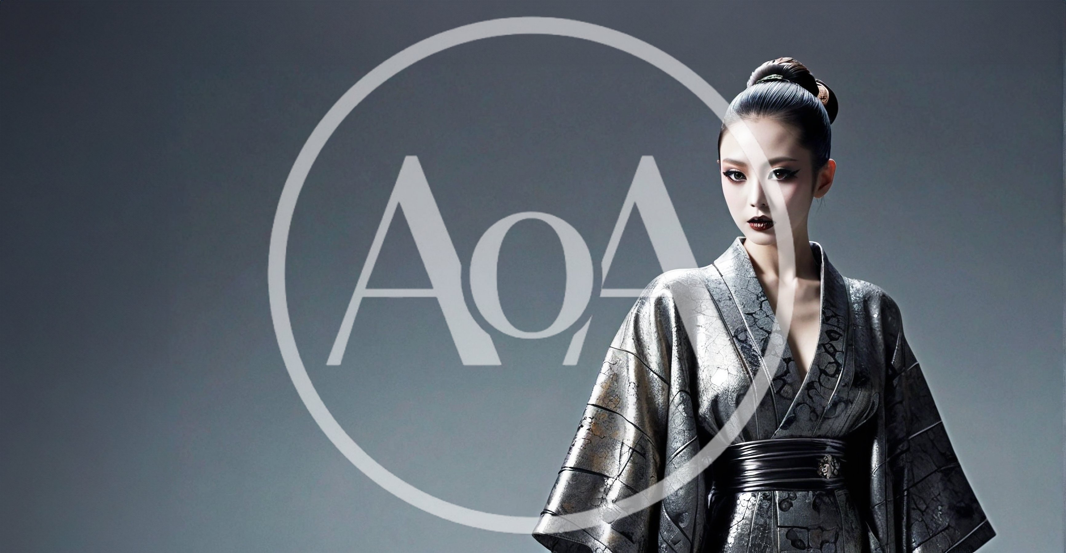 Portrait of a Woman in Futuristic Metallic Kimono