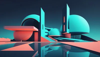 Futuristic Architectural Complex With Geometric Domes And Reflective Pool