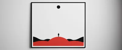 Minimalist Illustration Of A Lone Figure On A Hill