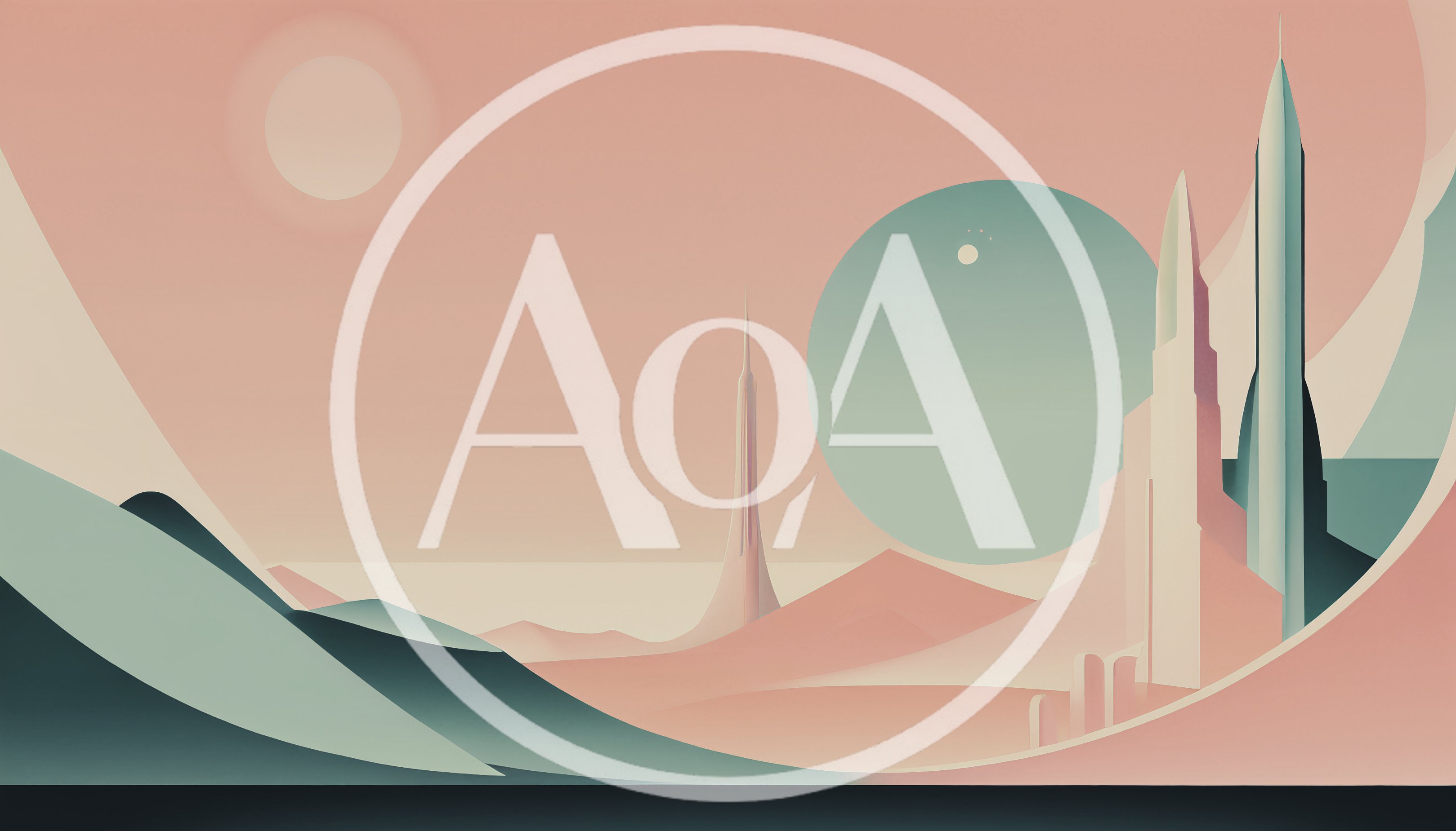 Minimalist Sci-Fi Landscape With Futuristic Towers And Planets