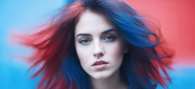 Portrait Of A Young Woman With Vibrant Two Tone Hair
