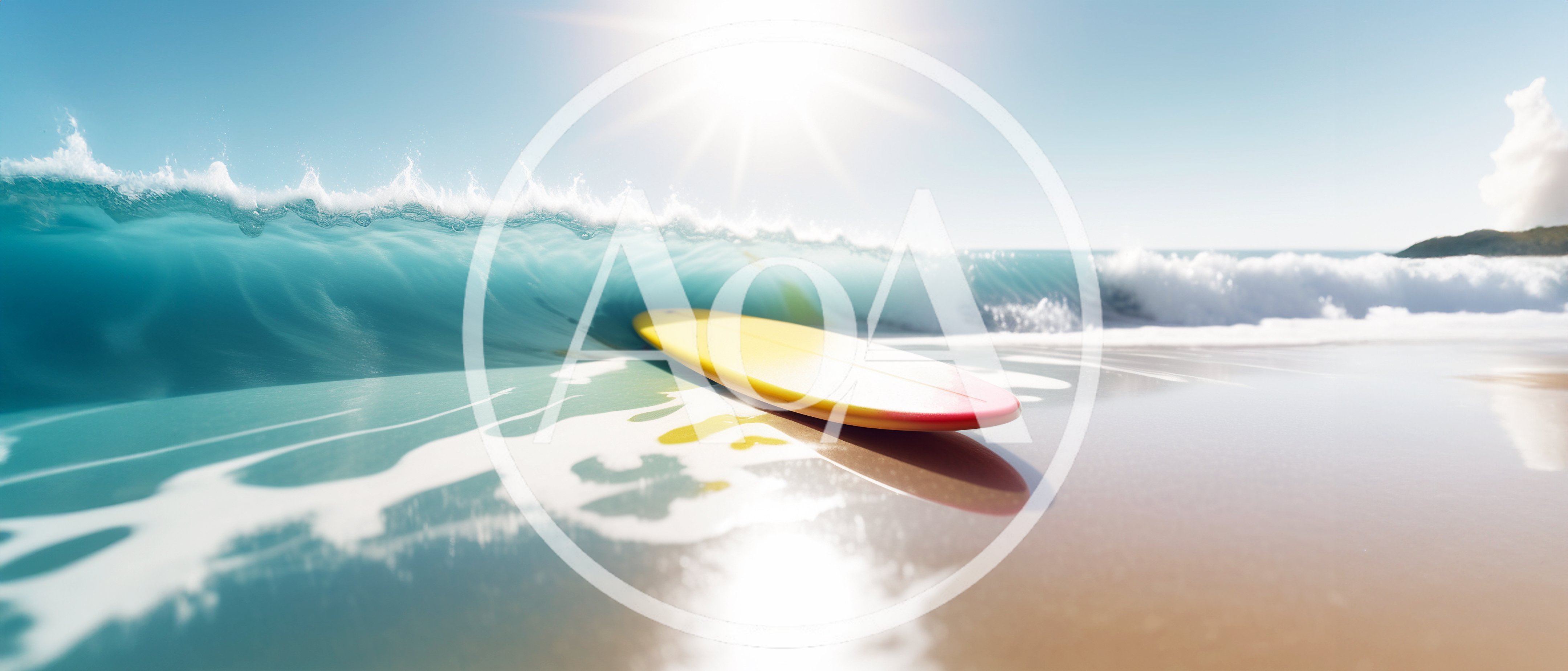 Yellow Surfboard Resting on Sandy Beach Shoreline