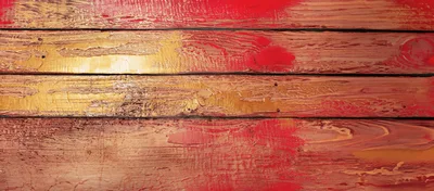 Distressed Red And Gold Painted Wooden Planks Background