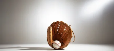 Baseball Glove With Ball On White Surface