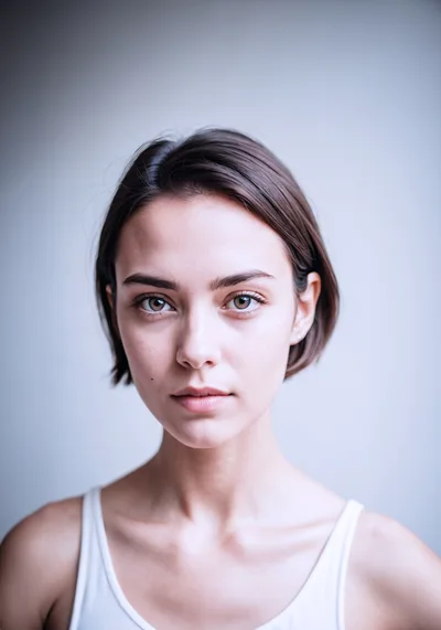 Portrait Of A Young Woman With Short Brown Hair