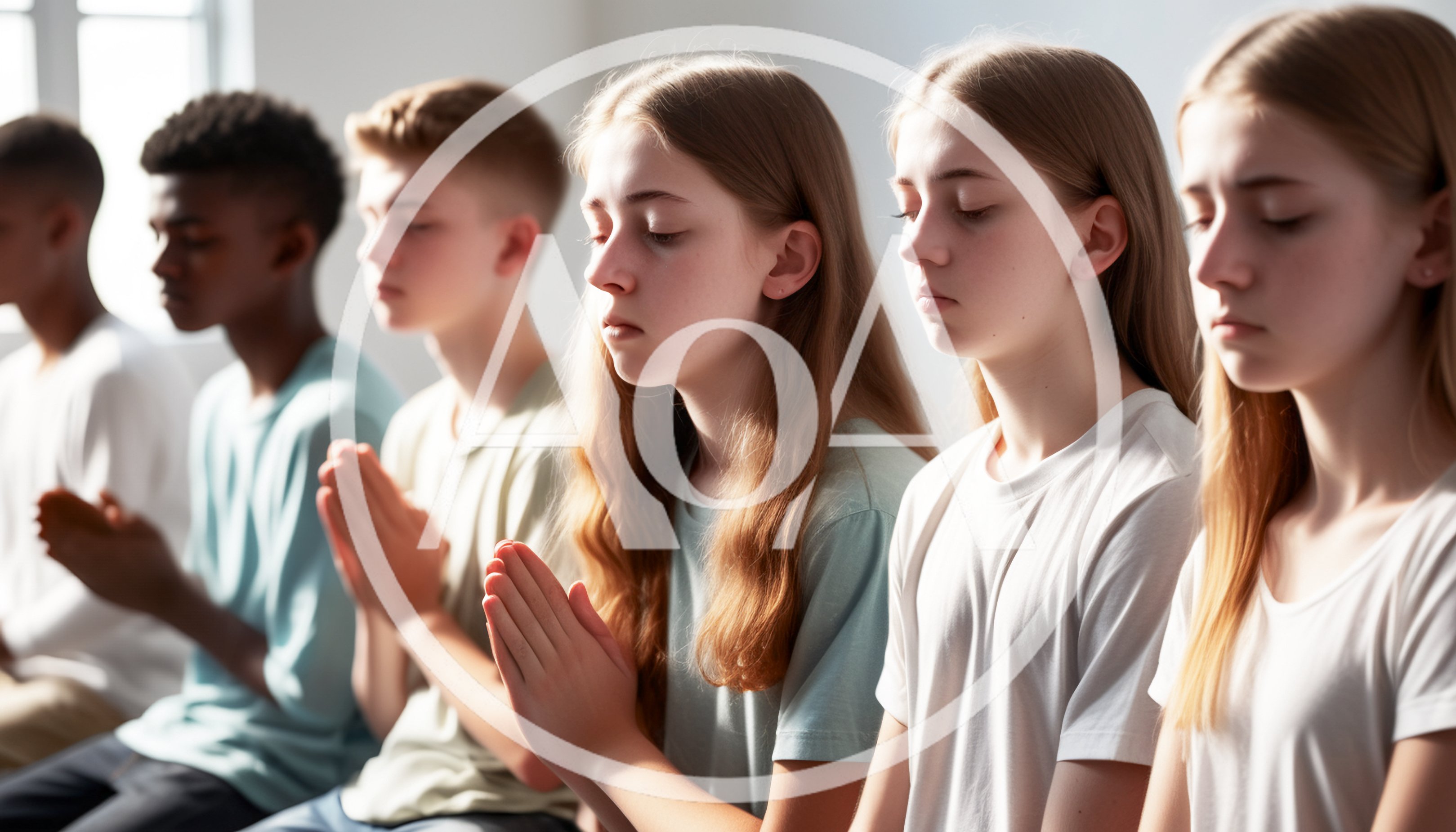 Diverse Group of Young People Praying Together