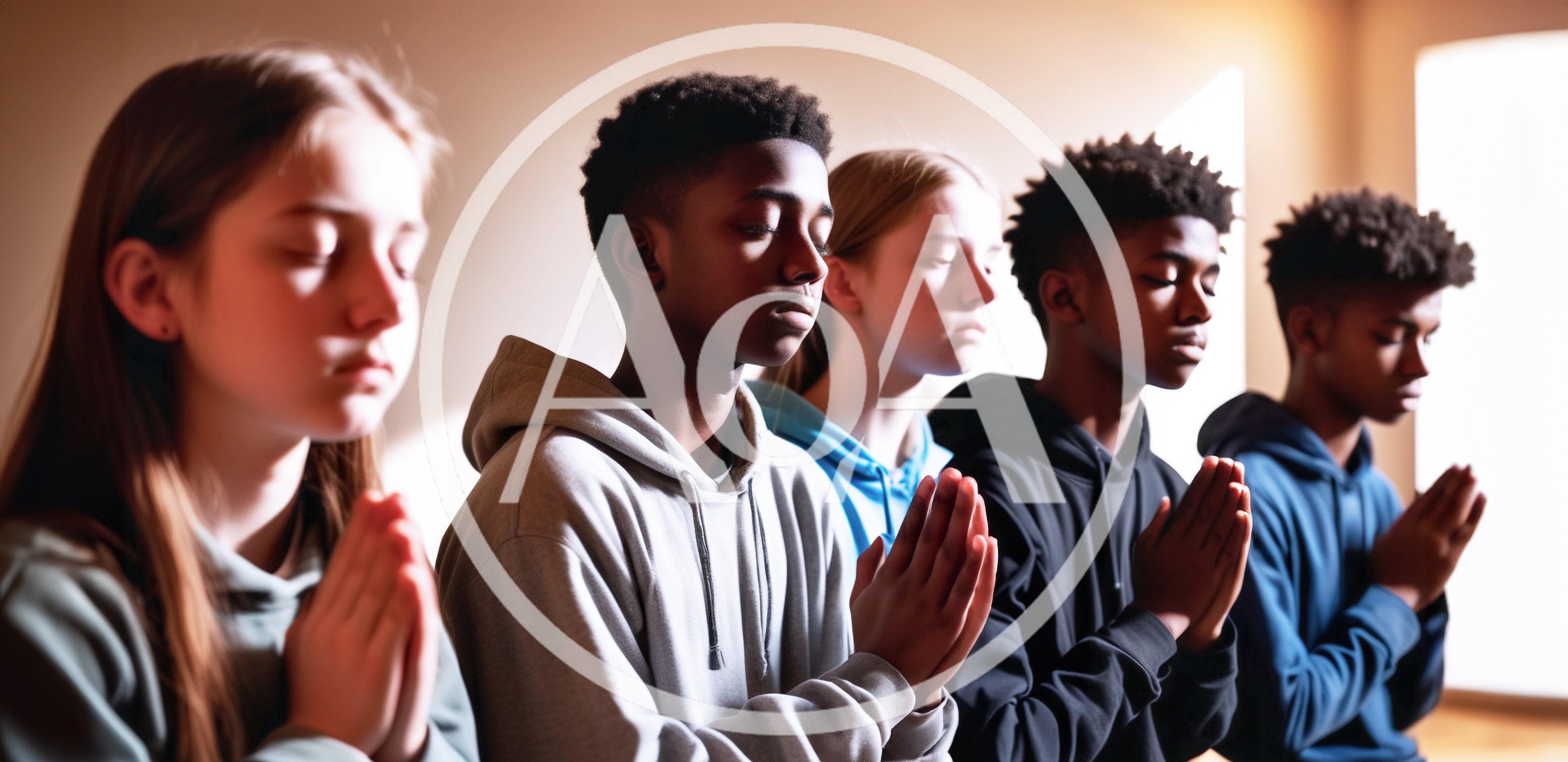 Diverse Group of Students Praying Together