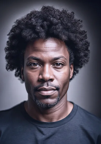 Portrait Of A Man With Afro Hairstyle
