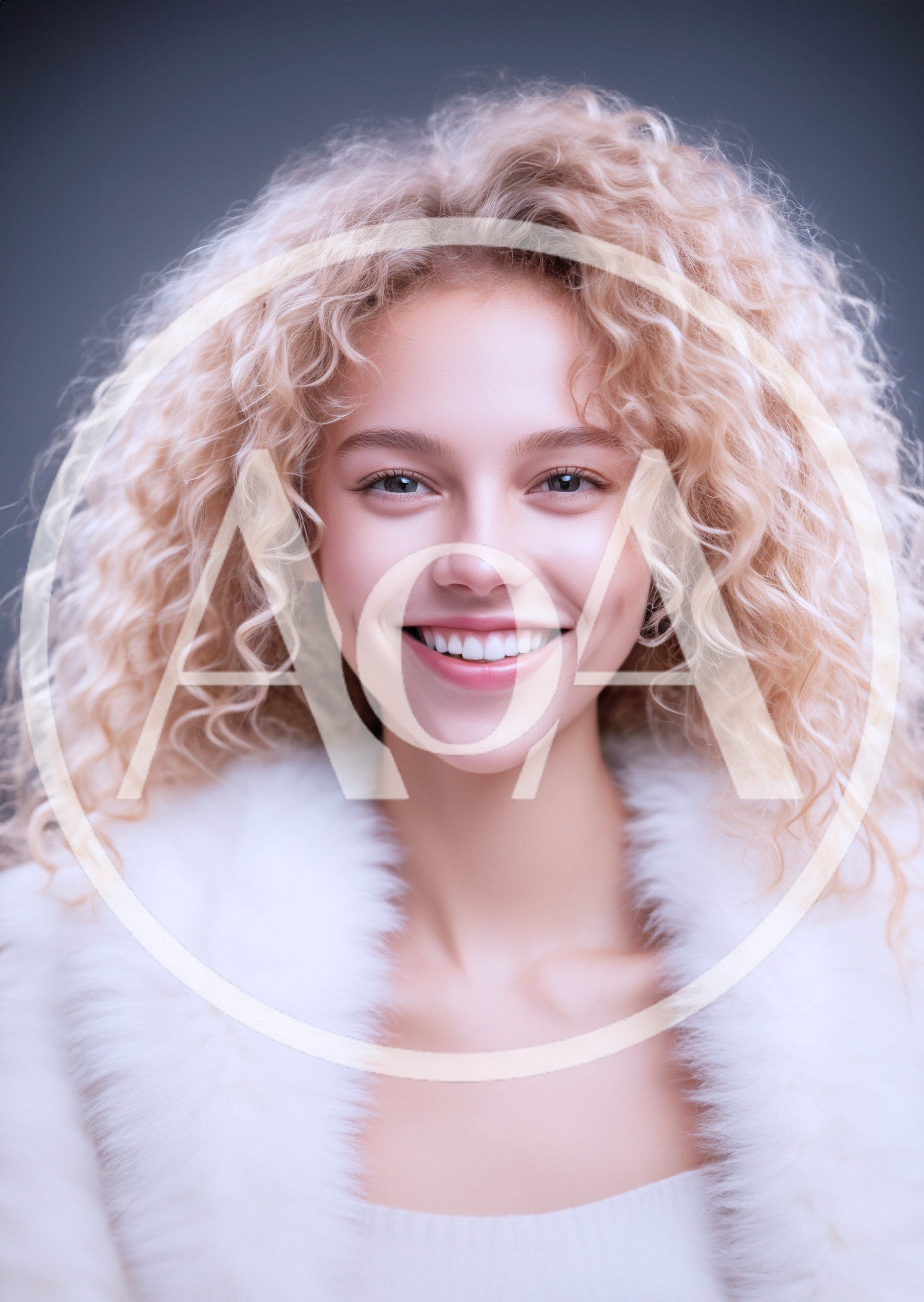 Portrait Of A Smiling Young Woman With Curly Blonde Hair