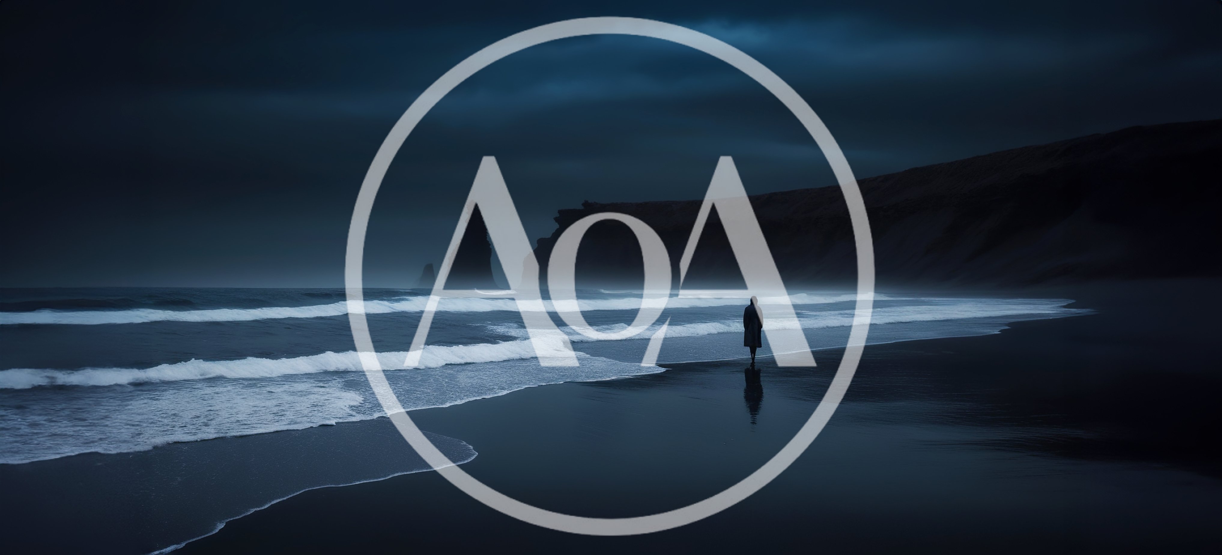 Lone Person Walking Along Dark Icelandic Beach