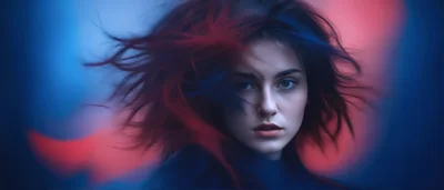 Portrait Of A Young Woman With Dynamic Red Hair