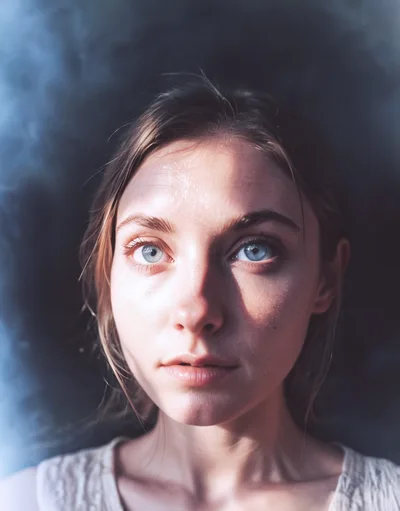 Portrait Of A Young Woman With Blue Eyes