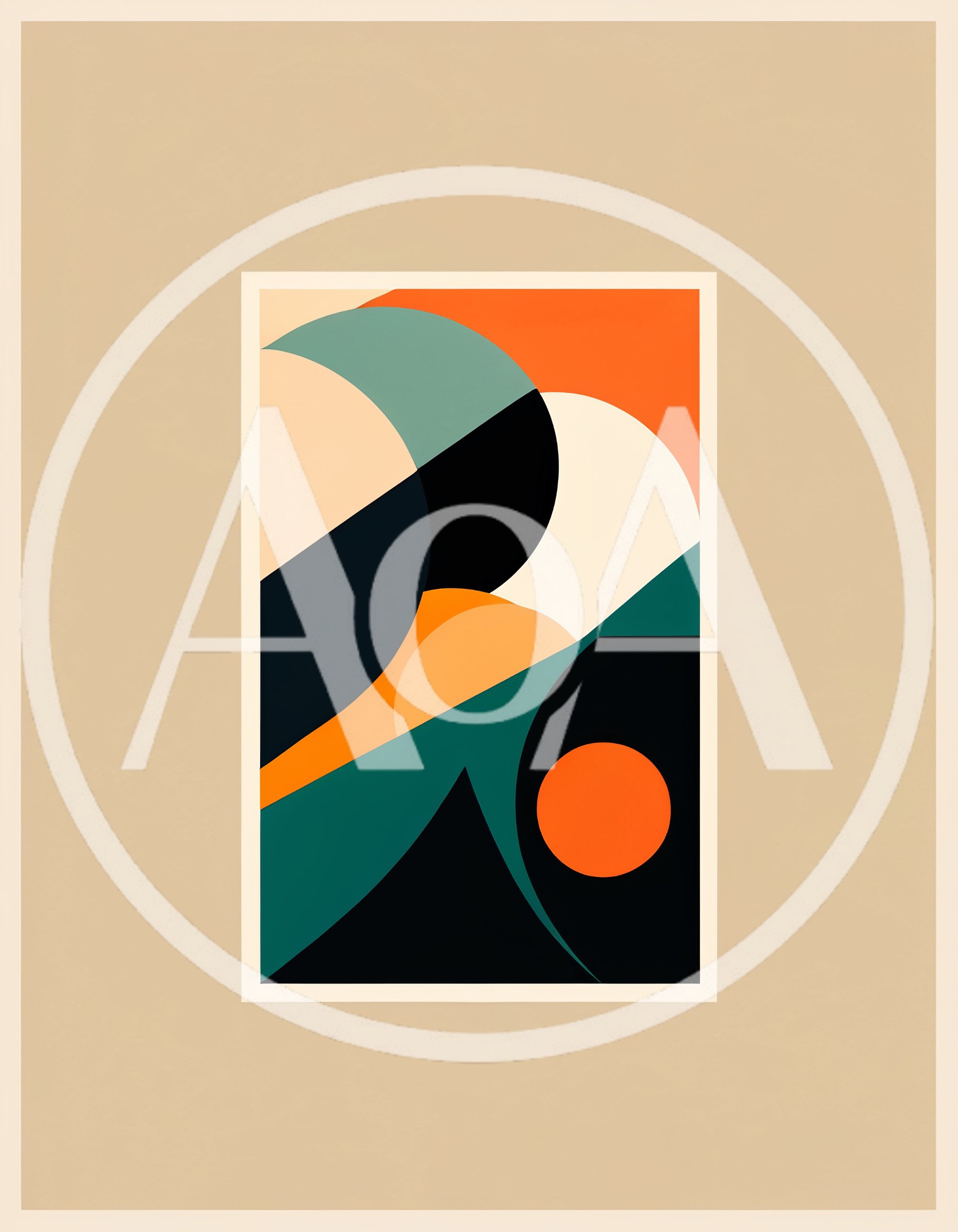 Abstract Geometric Composition With Minimalist Shapes And Colors