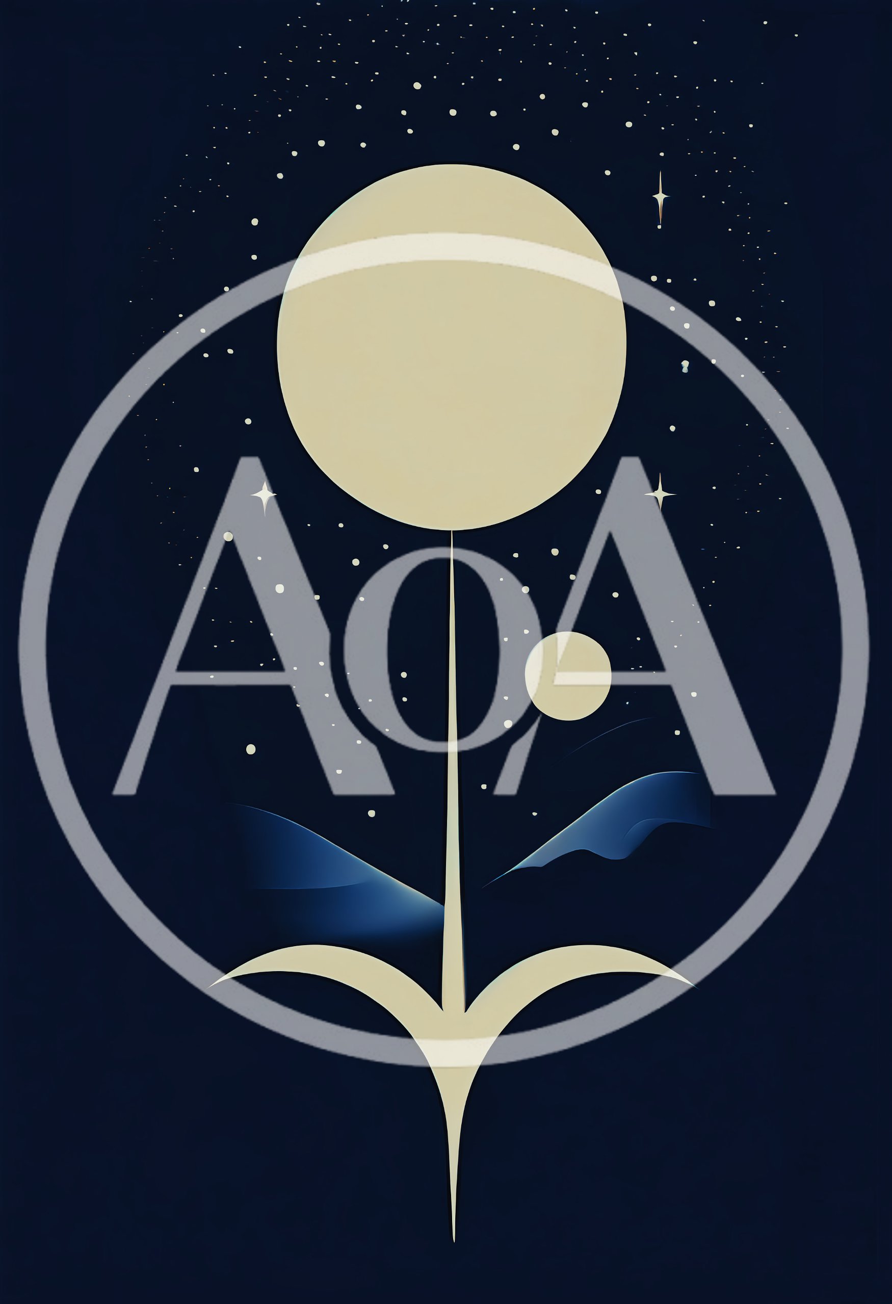 Minimalist Stylized Flower Illustration With Celestial Moon Elements