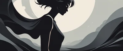 Minimalist Silhouette Of A Woman With Flowing Hair