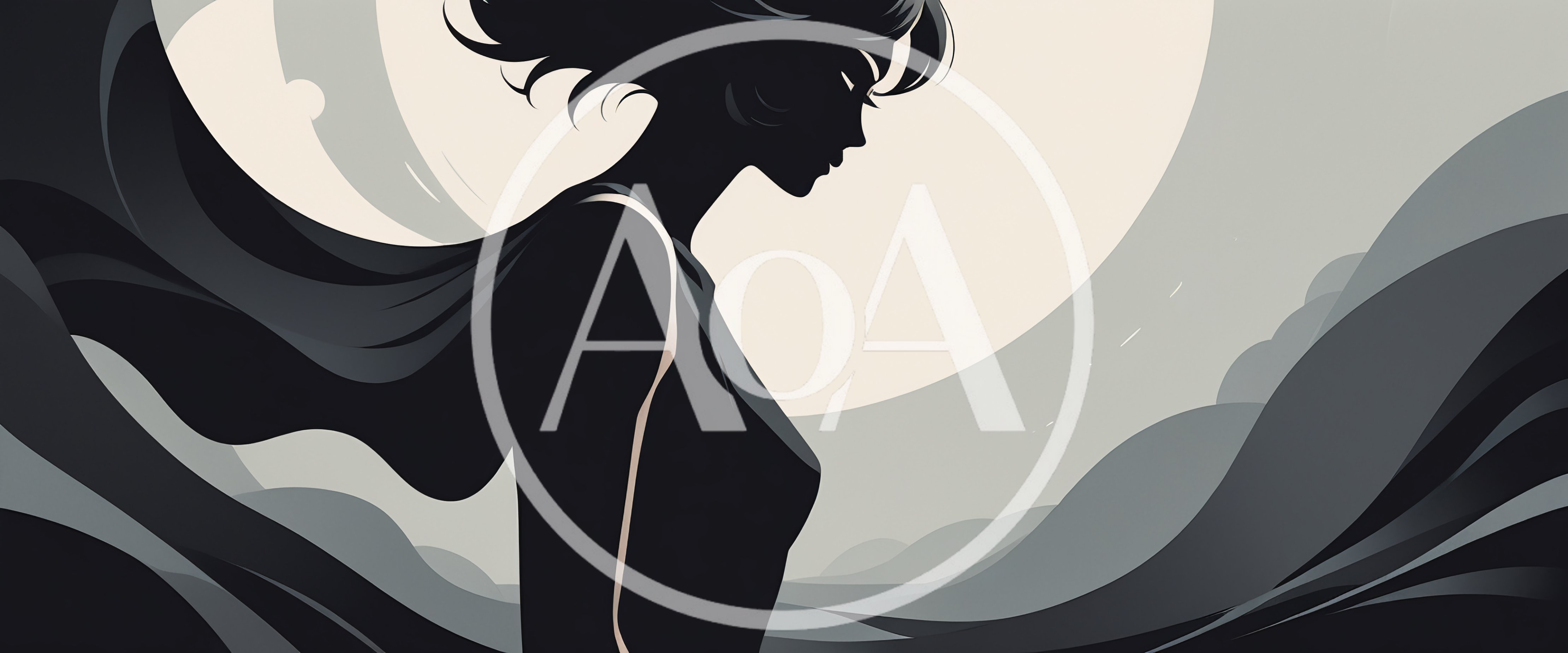 Minimalist Silhouette Of A Woman With Flowing Hair