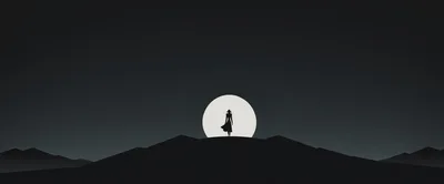 Minimalist Silhouette Of A Woman Standing On A Hill