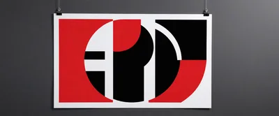 Abstract Geometric Poster Design With Red And Black Shapes