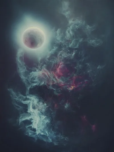 Abstract Cosmic Nebula With Glowing Celestial Sphere