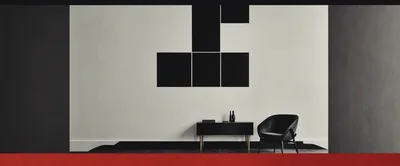 Minimalist Interior With Black Furniture And Wall Art