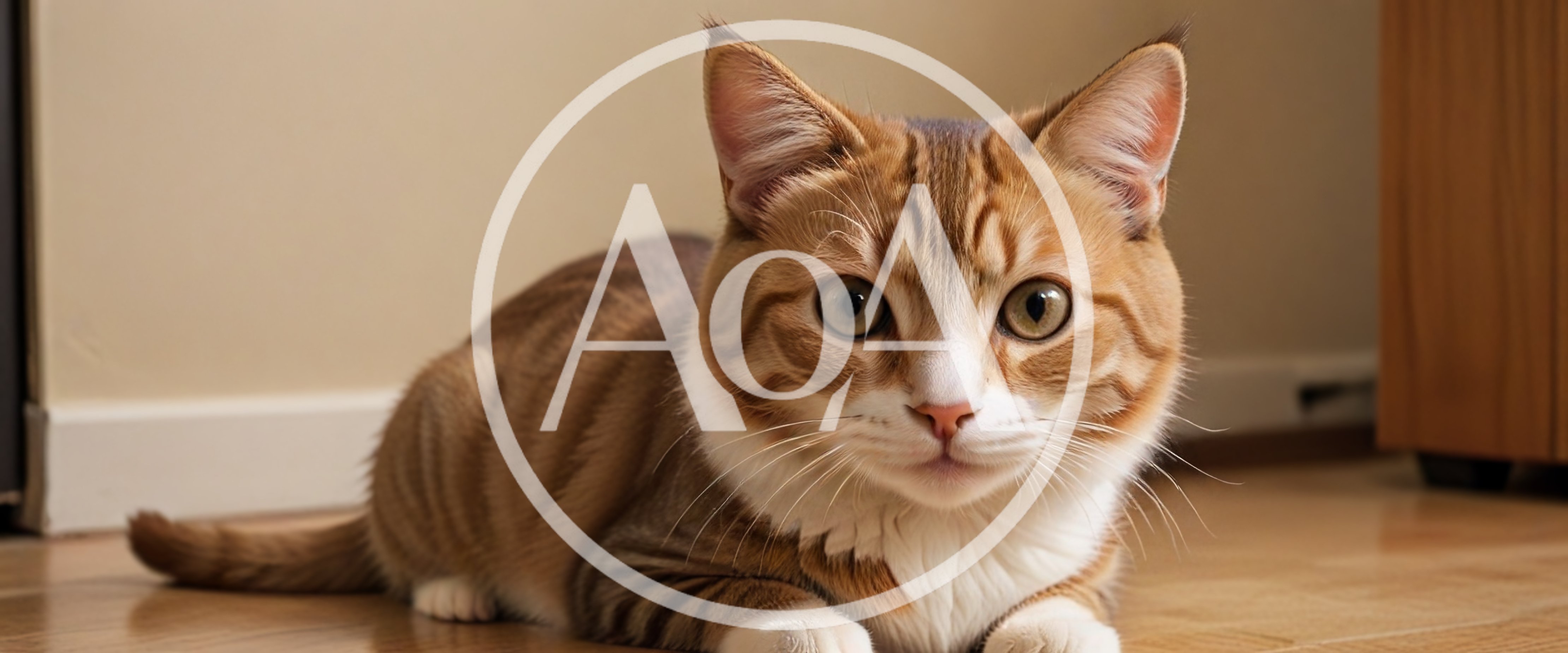 Ginger Tabby Cat Resting On Wooden Floor