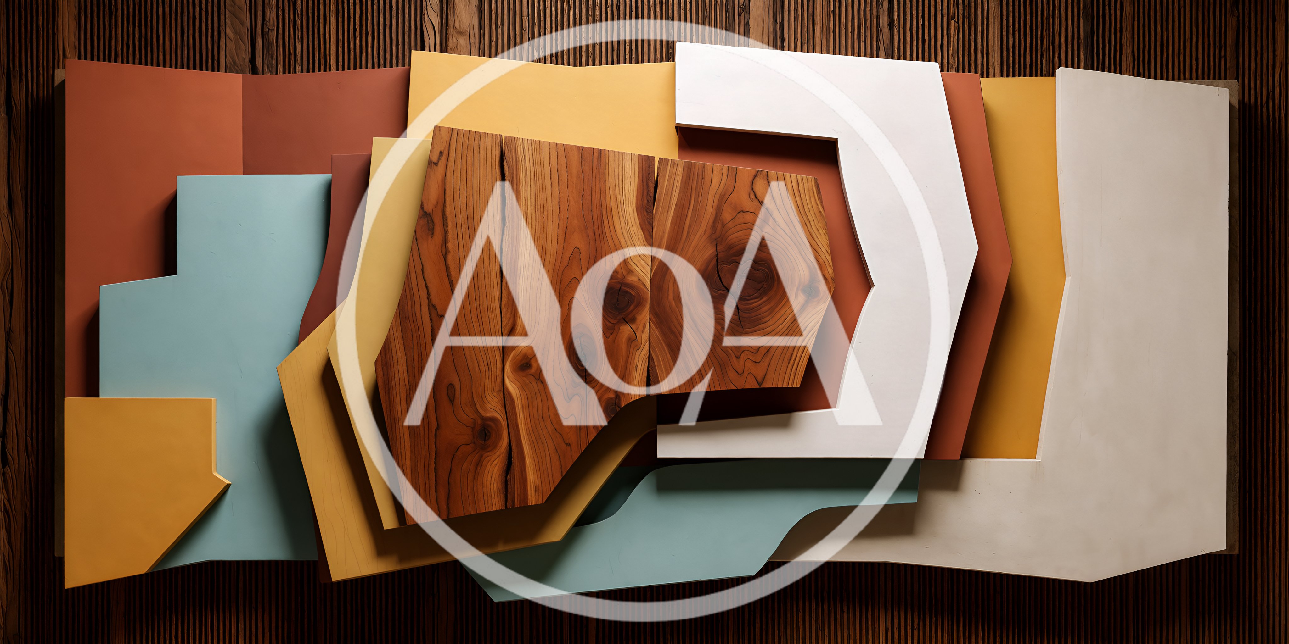 Abstract Geometric Wall Art With Wood And Painted Panels