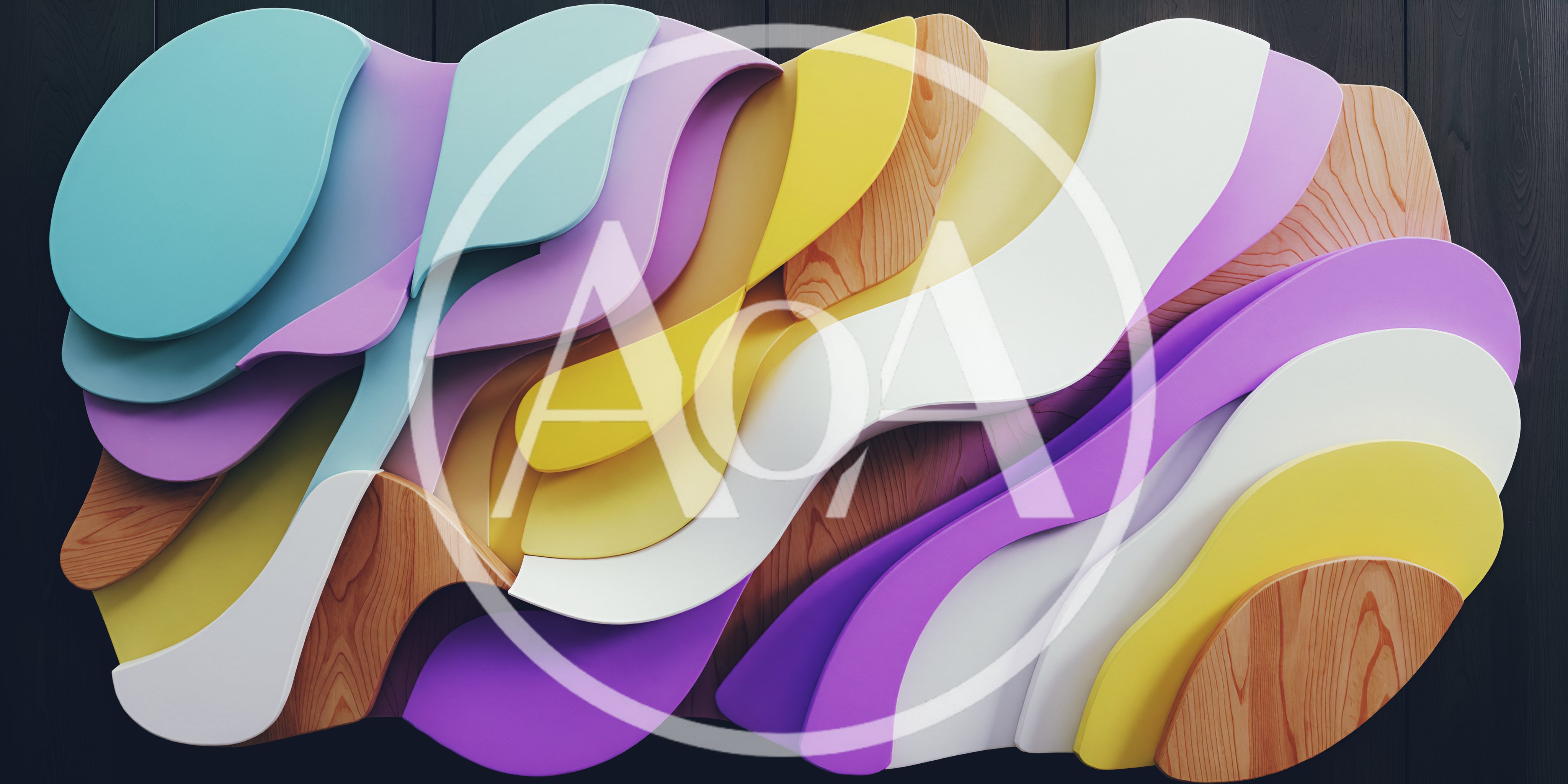 Abstract Layered Wavy Shapes With Wood Texture