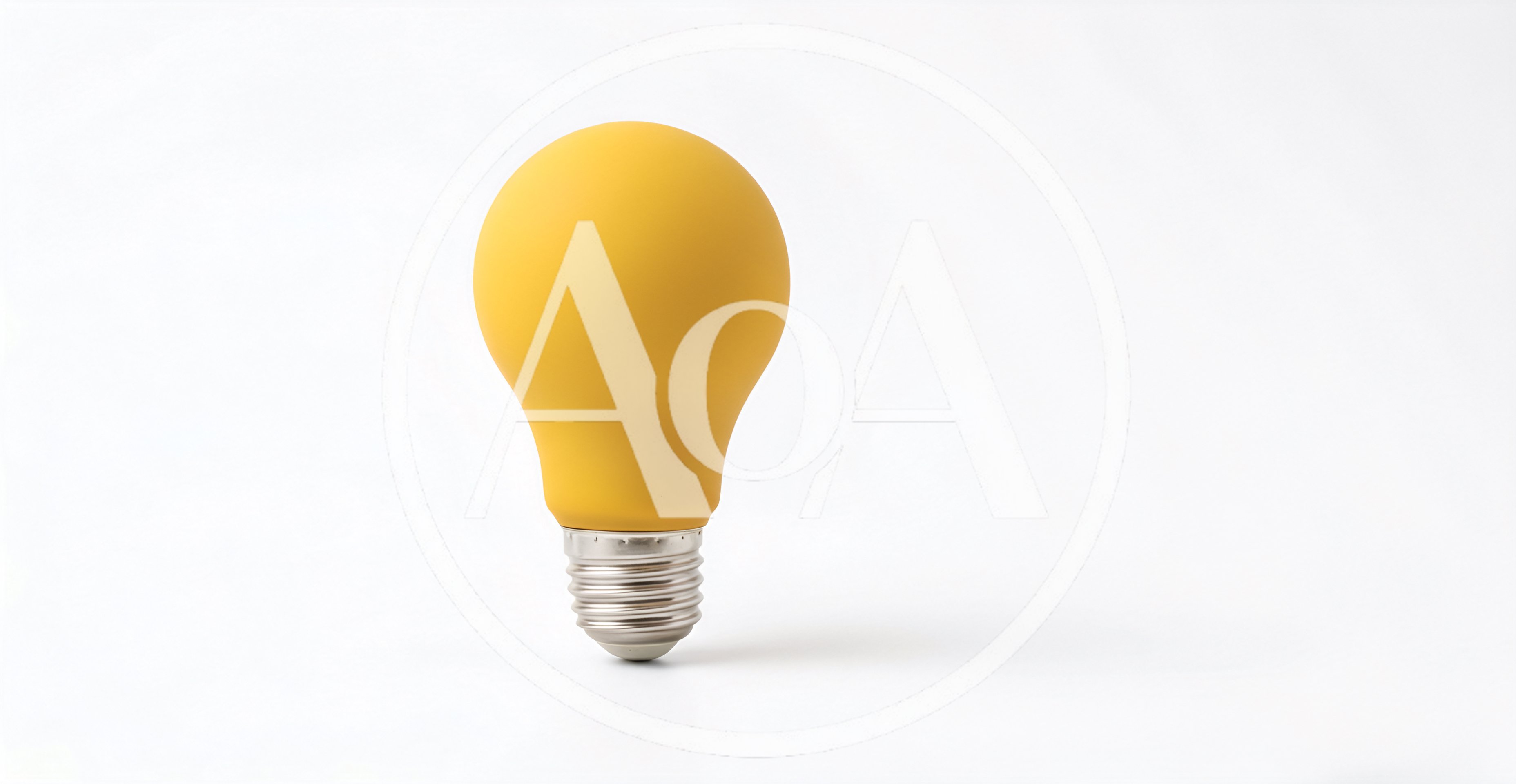 Yellow Light Bulb Standing On White Background