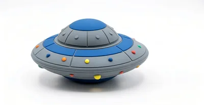 Toy UFO Spaceship Isolated On White Background