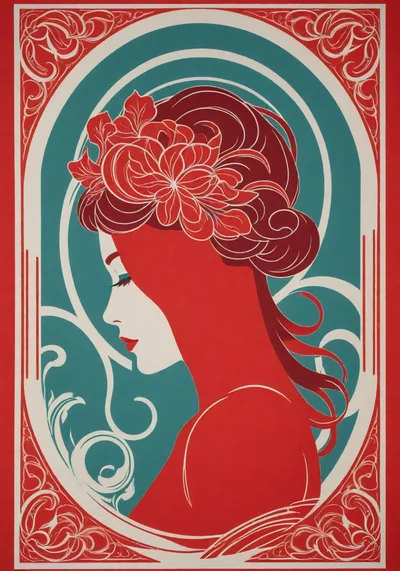 Art Nouveau Illustration Of A Woman In Profile
