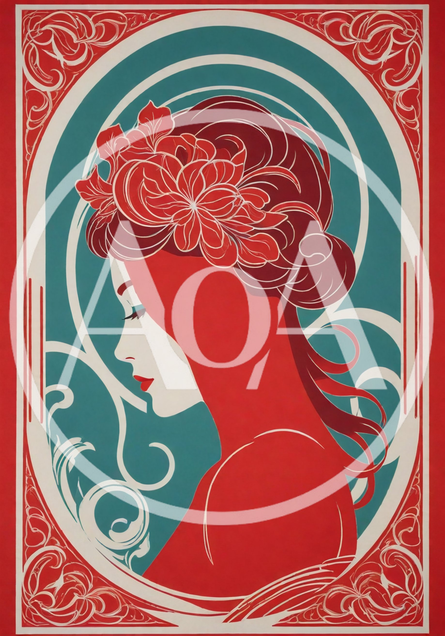 Art Nouveau Illustration Of A Woman In Profile