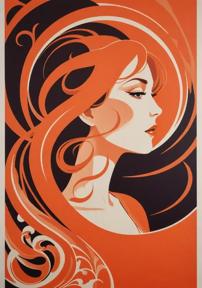 Art Nouveau Style Illustration Of A Woman Profile