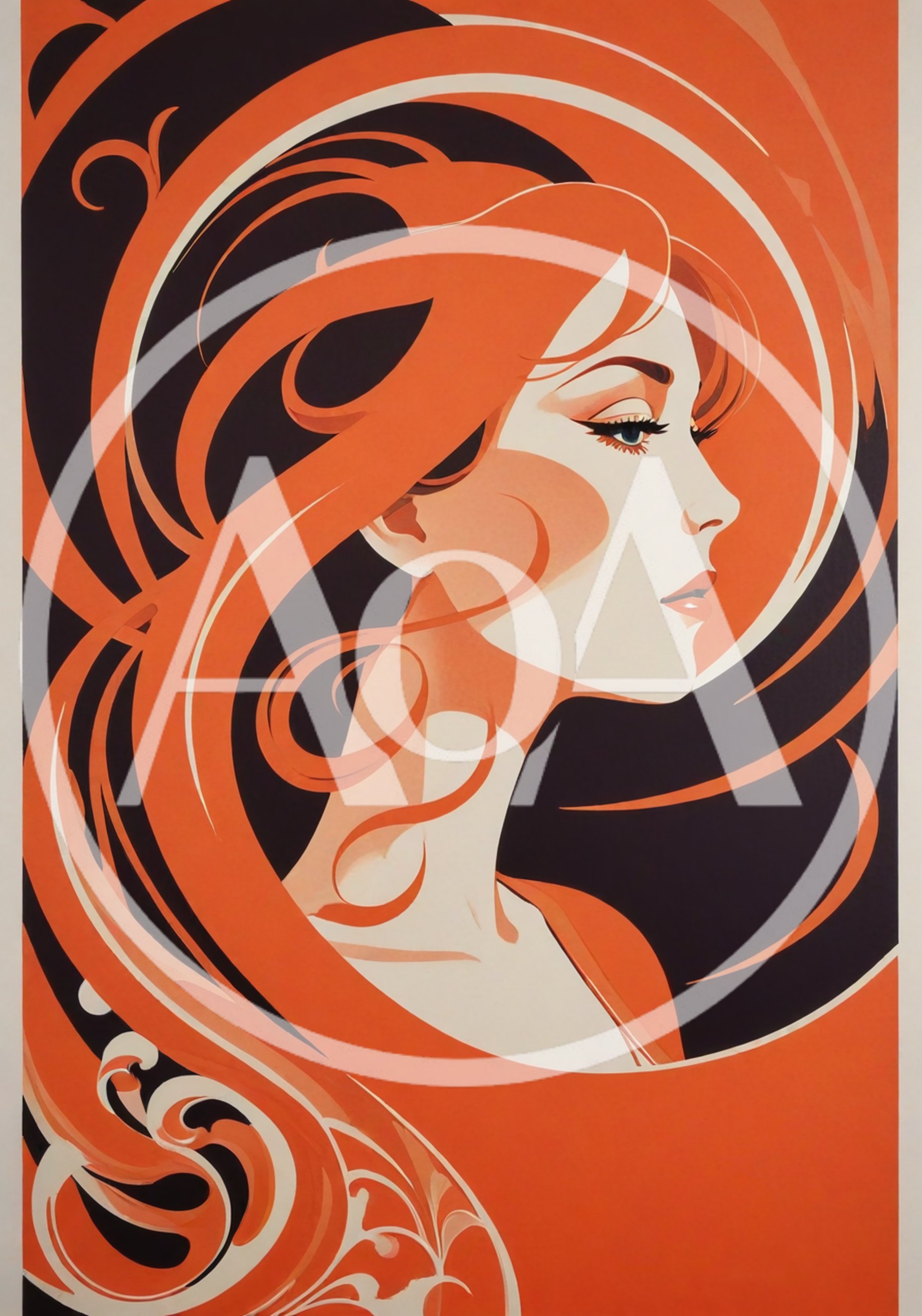 Art Nouveau Style Illustration Of A Woman Profile