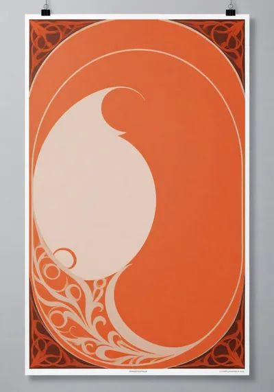 Art Nouveau Style Abstract Poster With Floral Ornamentation