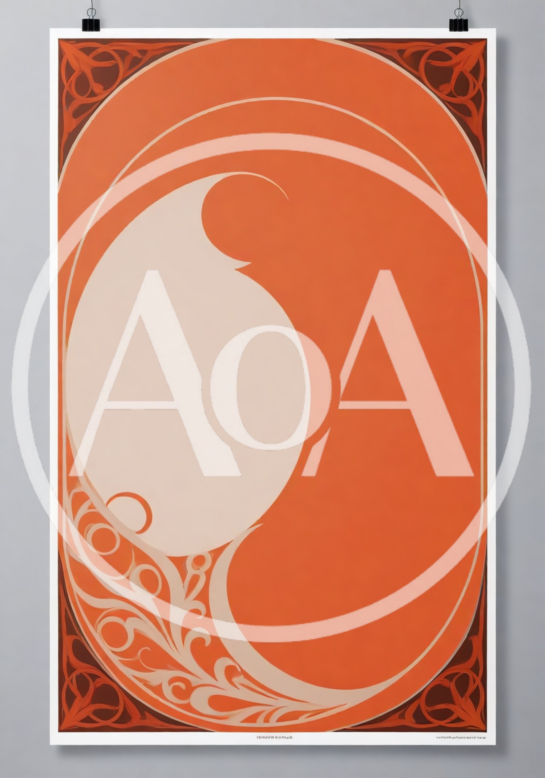 Art Nouveau Style Abstract Poster With Floral Ornamentation