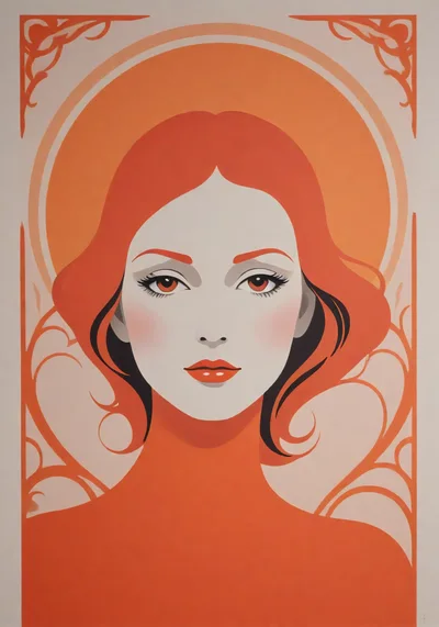 Art Nouveau Style Portrait Of A Redheaded Woman