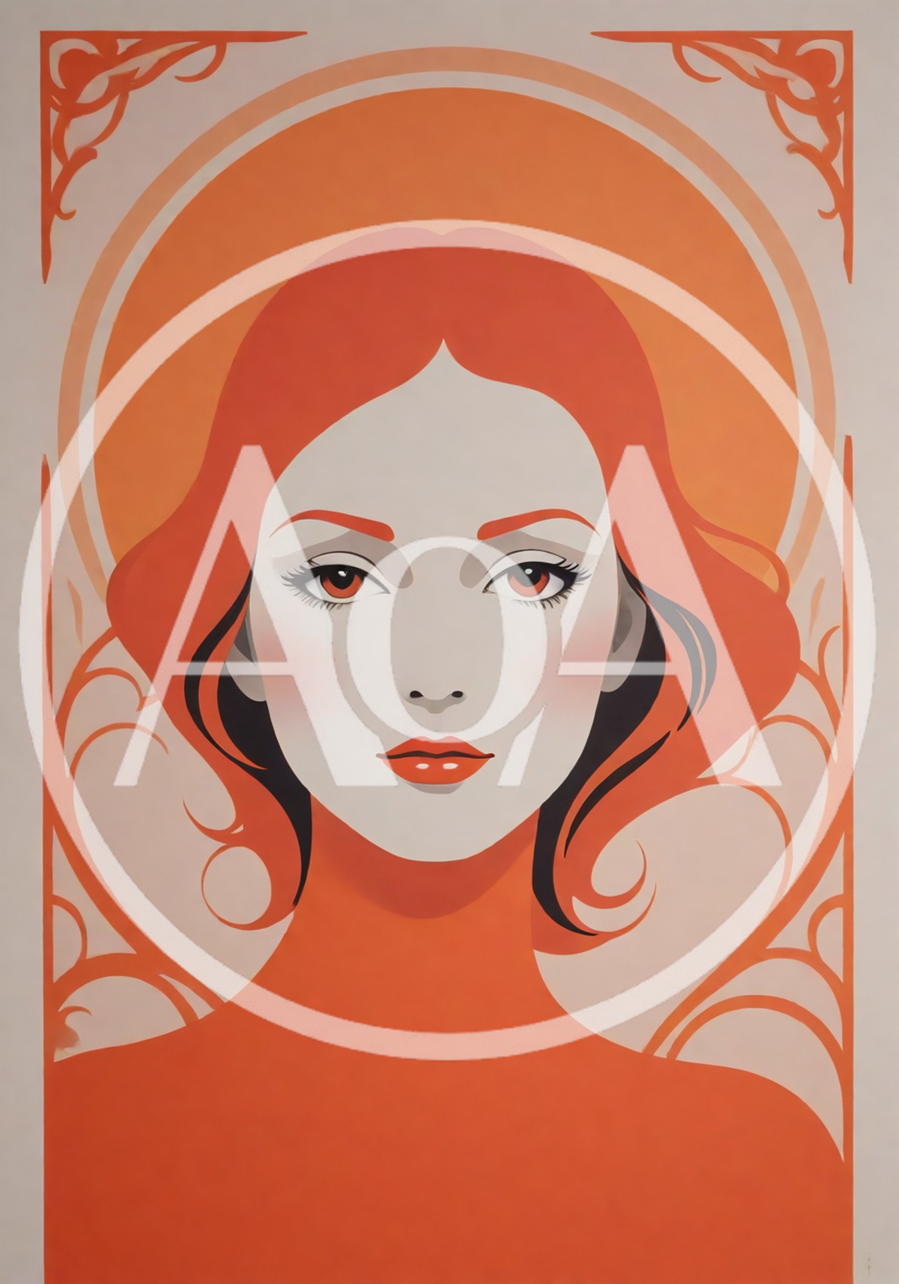 Art Nouveau Style Portrait Of A Redheaded Woman