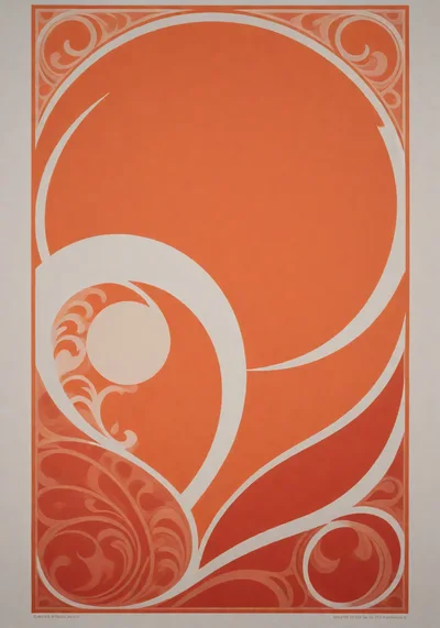 Art Nouveau Style Abstract Orange Graphic Design