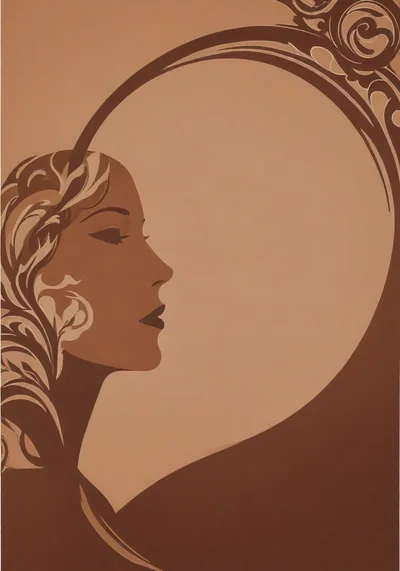 Art Nouveau Style Illustration Of A Woman Profile