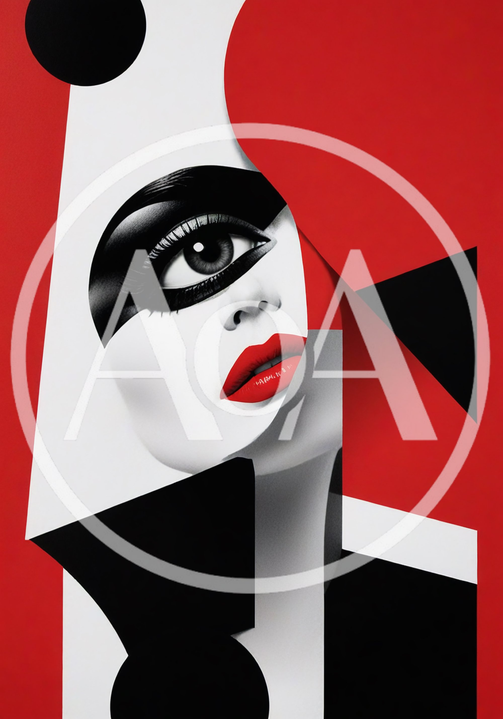 Abstract Graphic Portrait Of A Woman With Red Lips