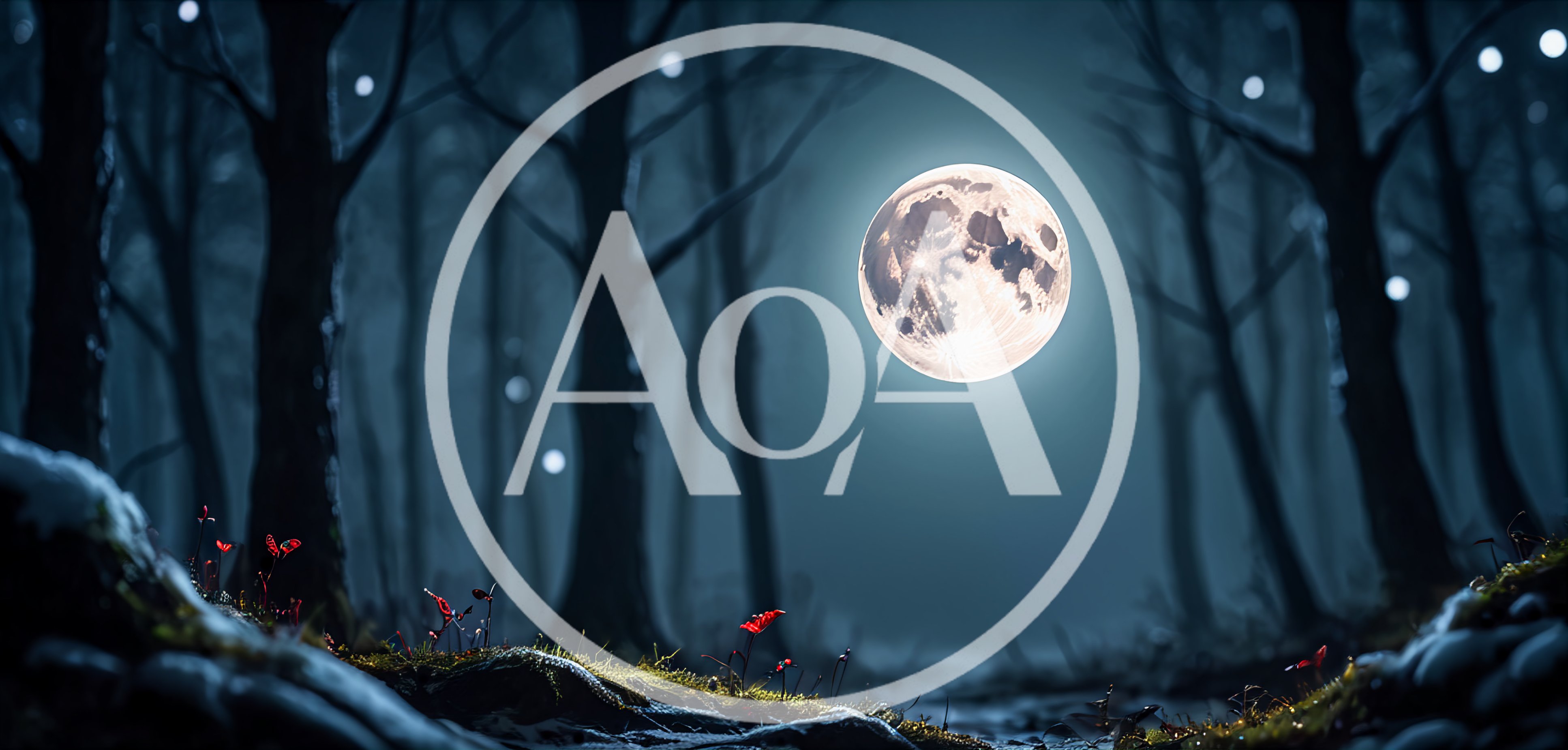 Full Moon Over A Dark Enchanted Forest