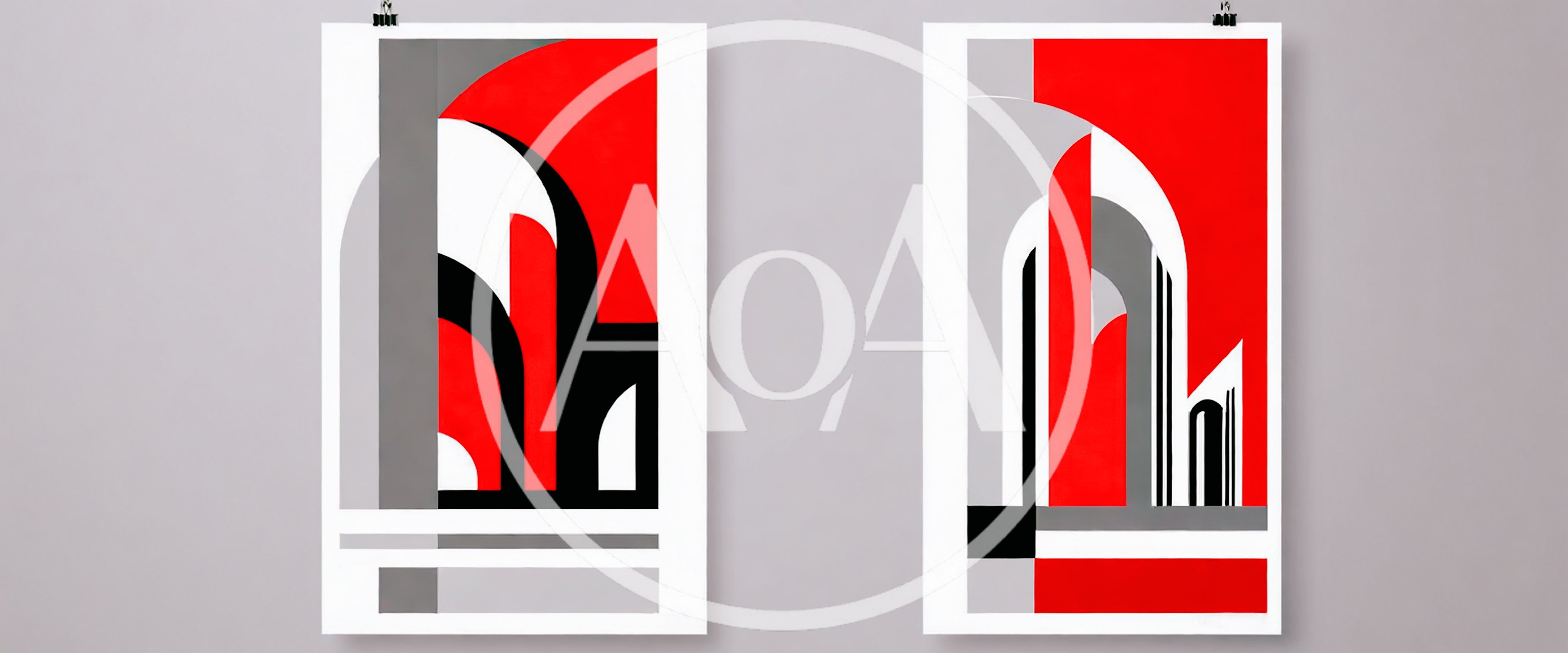 Abstract Geometric Art Prints With Red Black And Grey