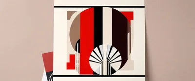 Abstract Geometric Art Print With Bauhaus Style Elements